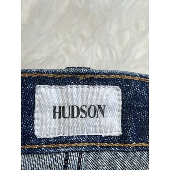 Hudson Size 25 The Viper Denim Mini Skirt Raw Edge Hem Color Block BIN A18 - Picture 5 of 12